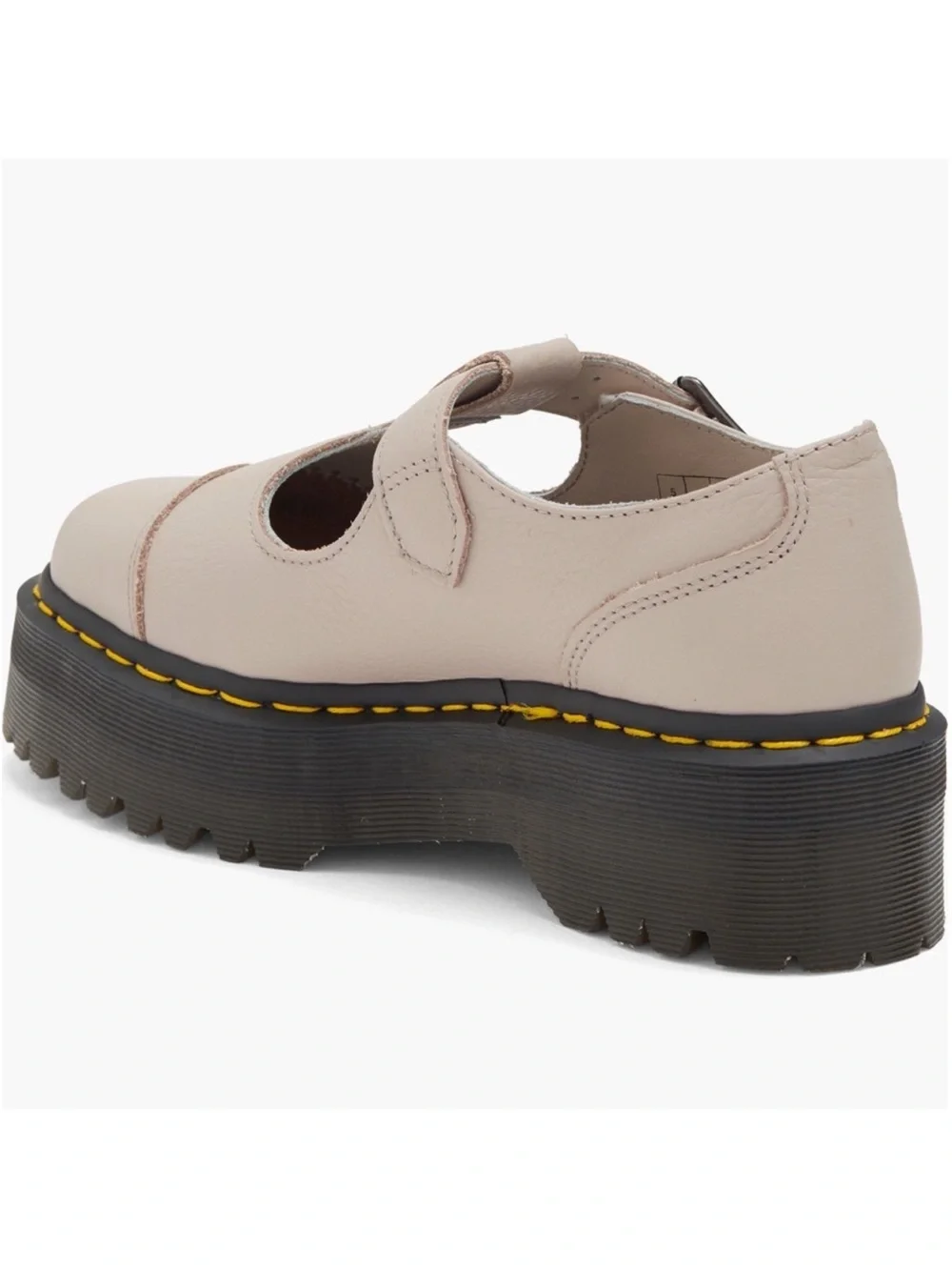NWOT Dr. Martens Women's Taupe T-Strap Platform Mary Janes Bethan T-Bar Sz 7